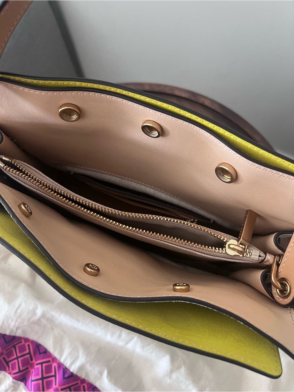 Tory Burch small Lee Radziwell Sage Green Leather Double Bag - Picture 3 of 5